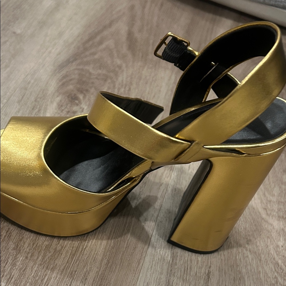 Zara Metallic Gold Platform Heels - Picture 5 of 6